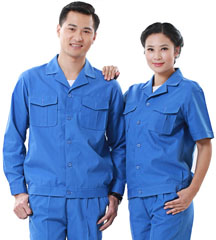 精格系列 [ KG-3819款 ] 湖藍細帆布長袖 工作服款式