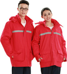 洪瑞系列 [ HR-998款 ] 大紅純棉中長棉衣 工作服款式