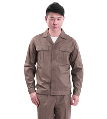 洪瑞系列 [ HR-889款 ] 咖啡滌棉細斜紋長袖 工作服款式