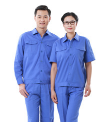 精格系列 [ KG-3012款 ] 艷藍滌棉斜紋夏季長、短袖套裝 工作服款式